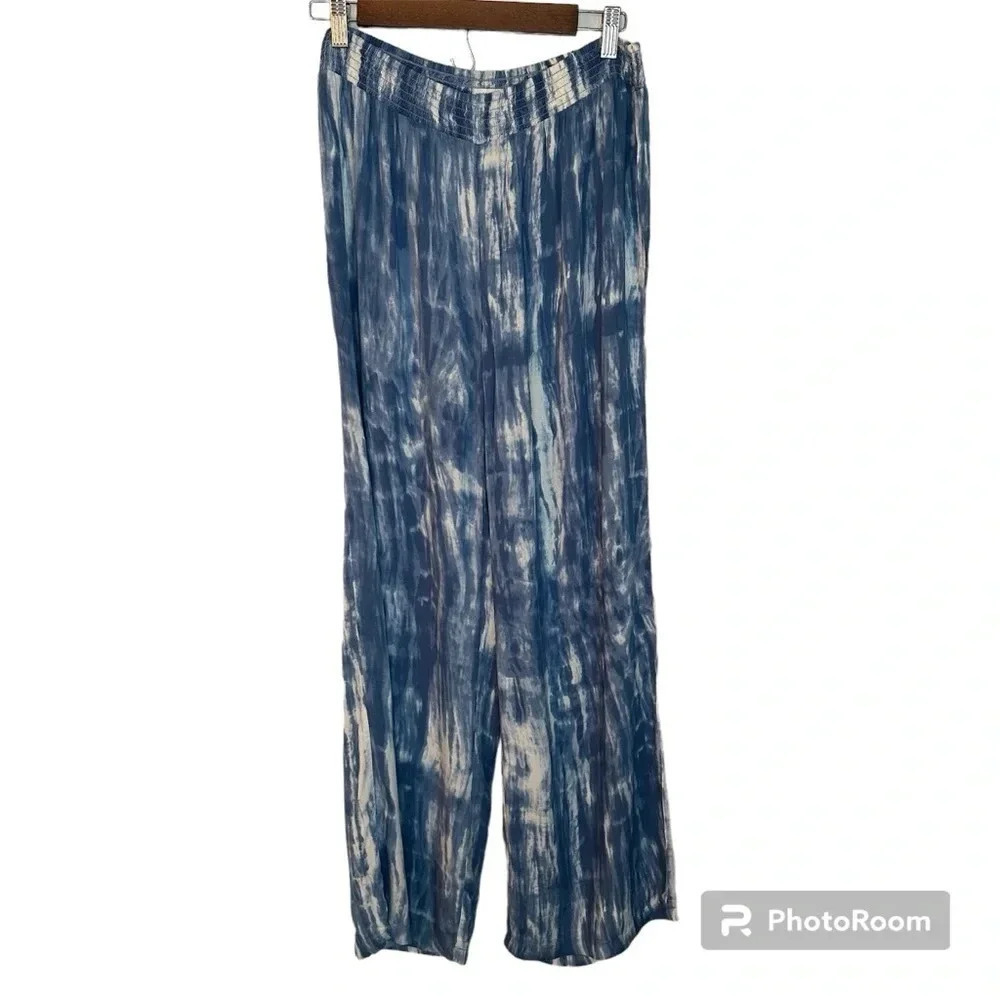 Beachlunchlounge Collection Wide Leg Lounge Pants Blue Tie Dye Pant Size Medium